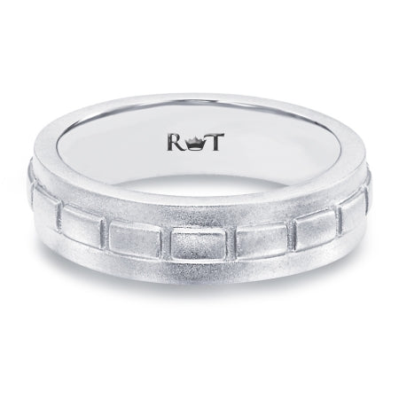 Bricks 14K White Gold Wedding Band