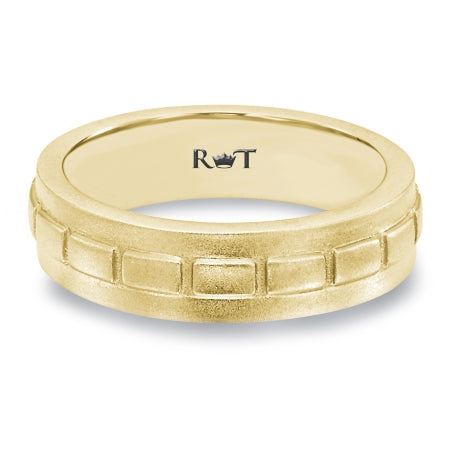 Bricks 14K Yellow Gold Wedding Band